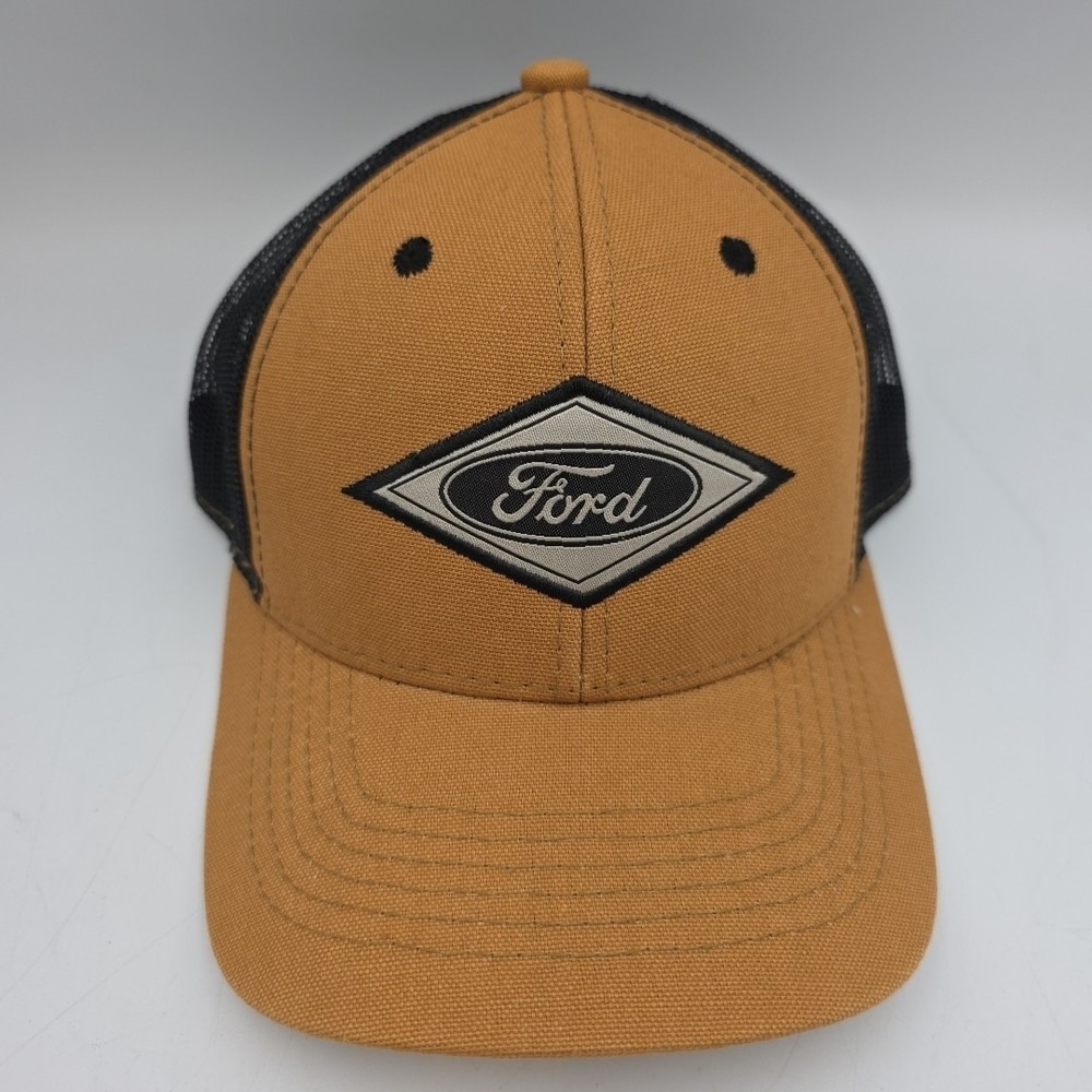 Ford Outdoor Cap Brown/Tan Mesh Cotton Canvas Adjustable Trucker Style Hat